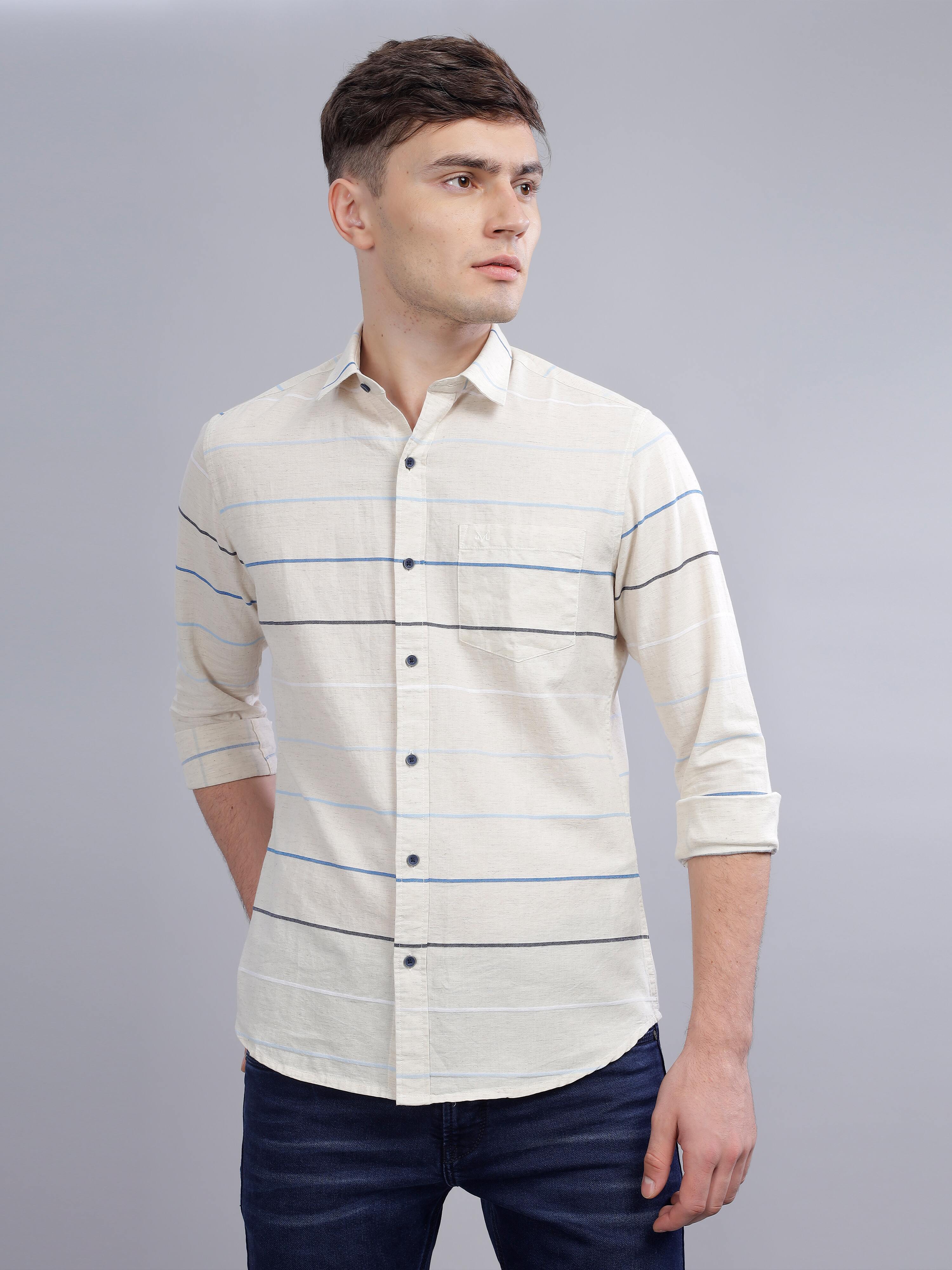 Linen Club Stripe Full Sleeve Shirt